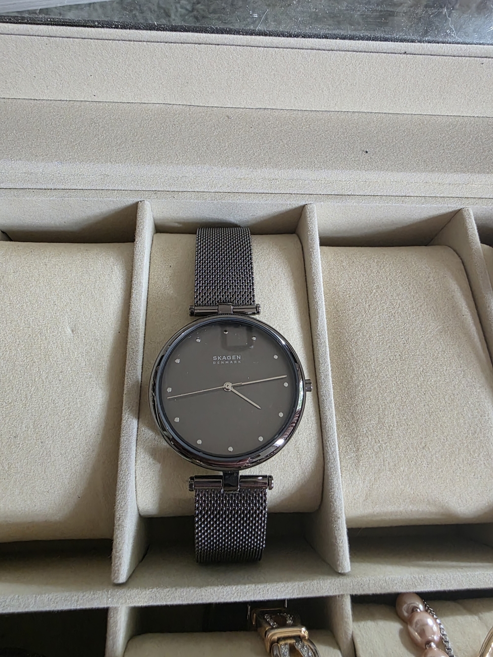 Skagen Unisex Gunmetal Mesh Watch with Minimalist Dark Dial